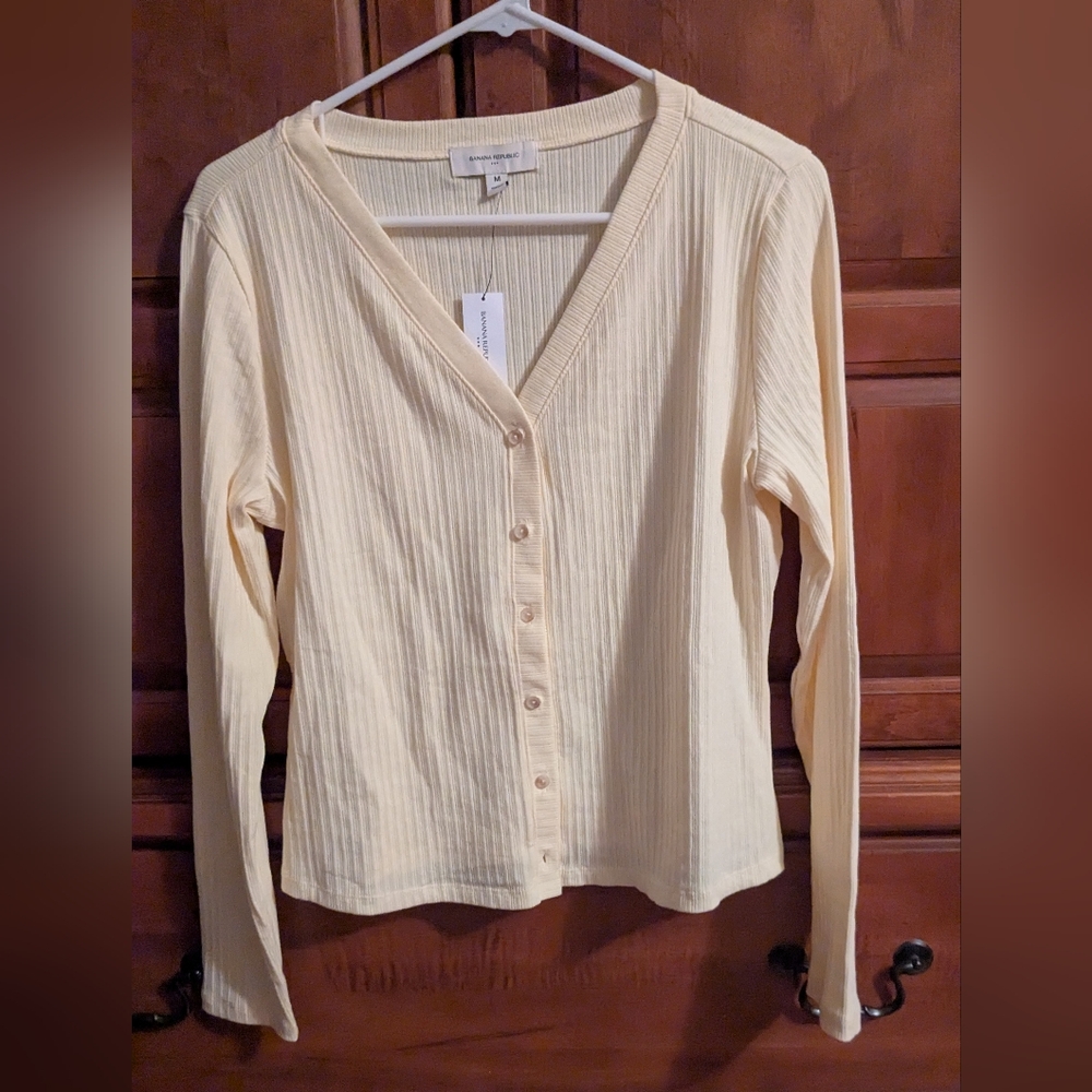 Banana Republic Light Yellow Ribbed Cardigan